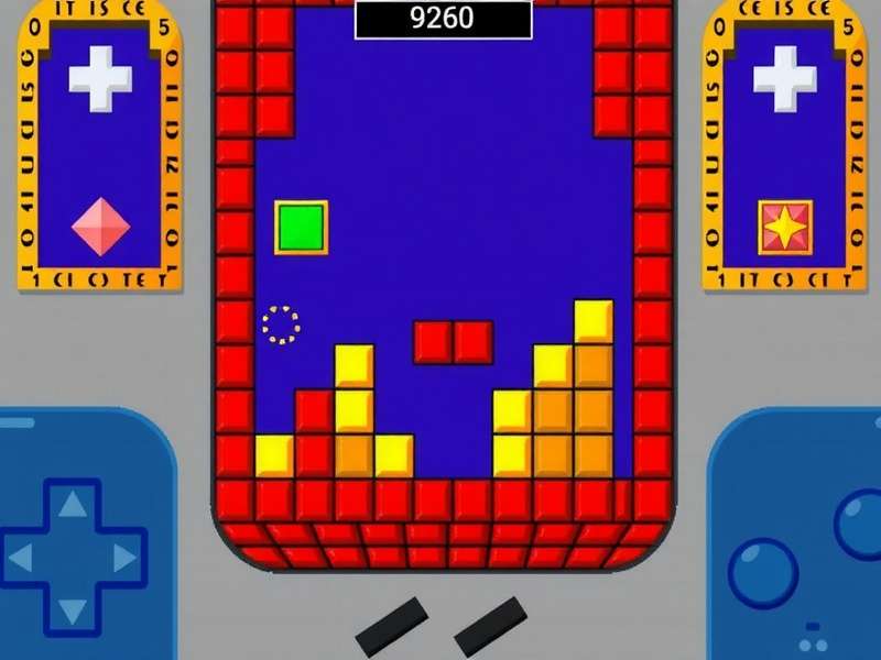 Screenshot of Tetris running on an original Nintendo GameBoy handheld console