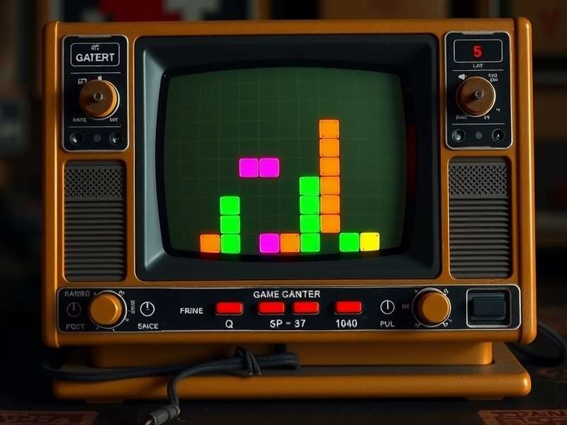 A curated collection of vintage Tetris game consoles and cartridges from the late 1980s