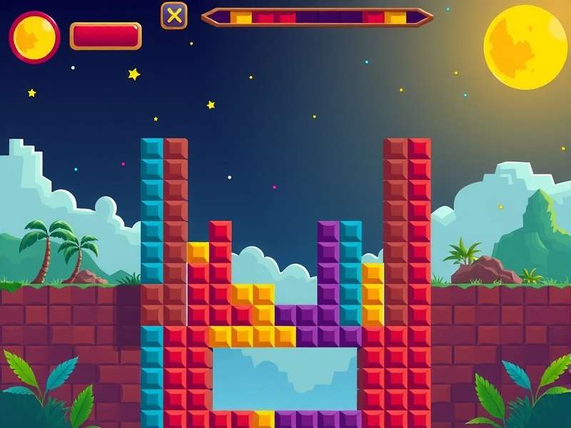 Tetris gameplay screenshot showing blocks and score