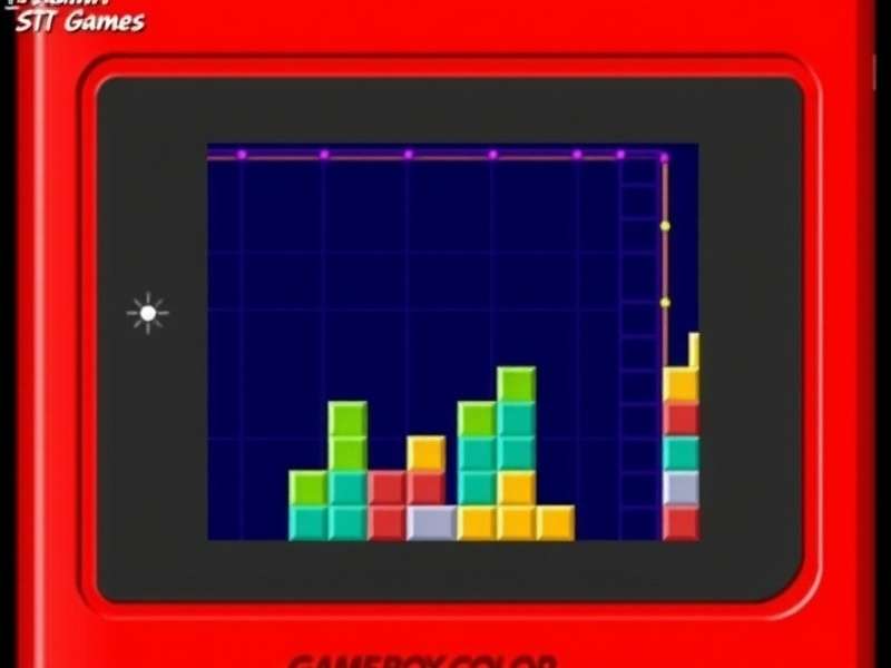Tetris Game Boy Color gameplay screenshot showing colorful blocks