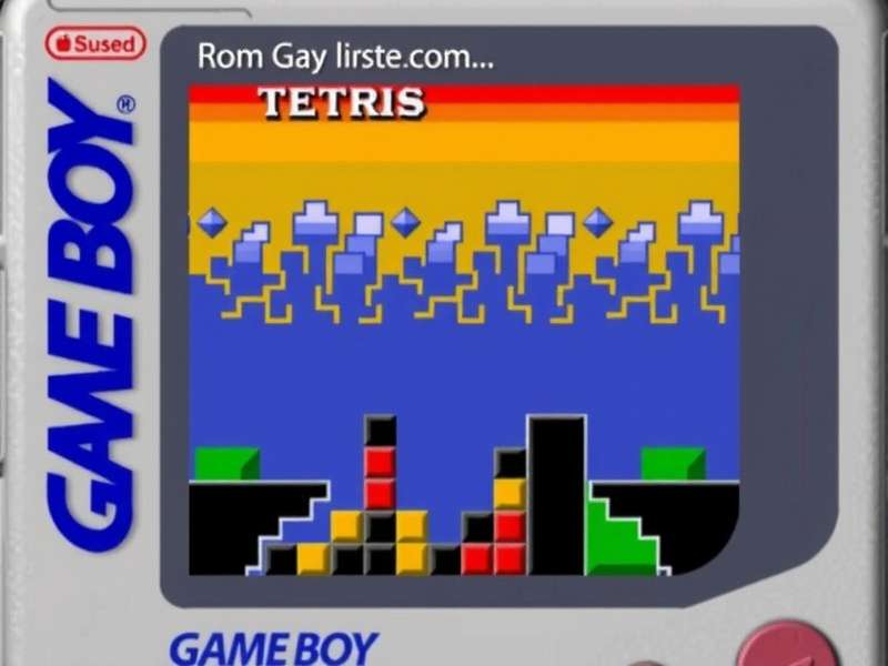 Gameboy Tetris ROM gameplay screenshot showing colorful blocks