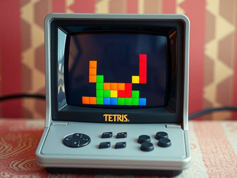 Vintage Tetris Game Console from 1990 with cartridge