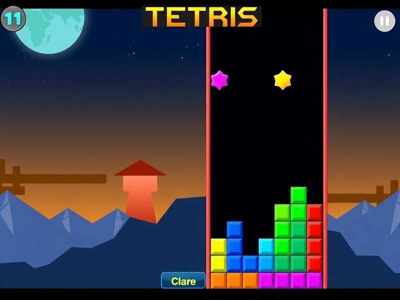 Tetris Game Blocks Falling on Computer Screen