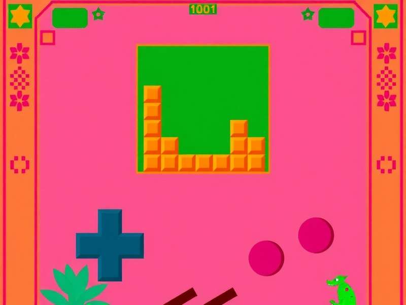 Original Nintendo Game Boy running Tetris with iconic green screen