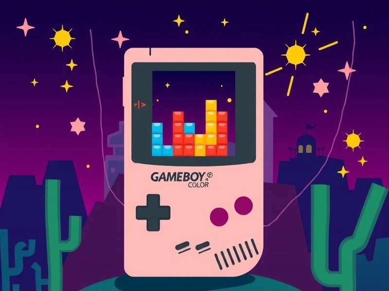 Tetris Gameboy Color gameplay screenshot showing colorful falling blocks