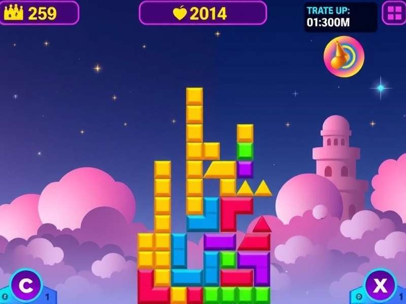 Classic Tetris Game blocks falling on a Game Boy screen