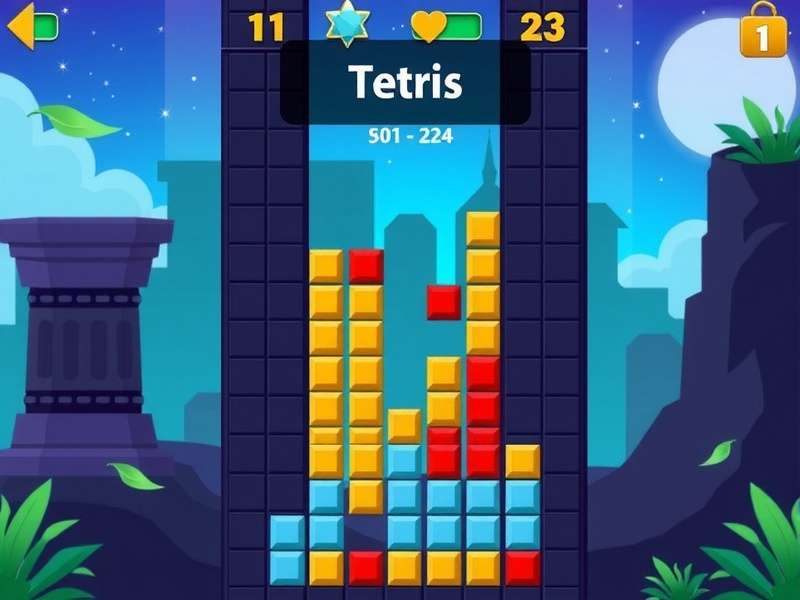 Person playing Tetris game on an Android smartphone