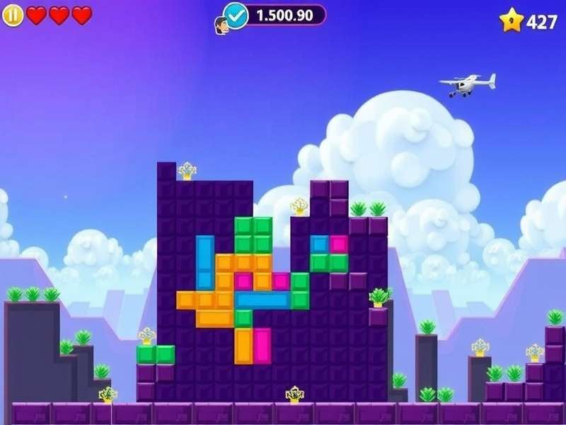 Person playing Tetris on a laptop with a focused expression