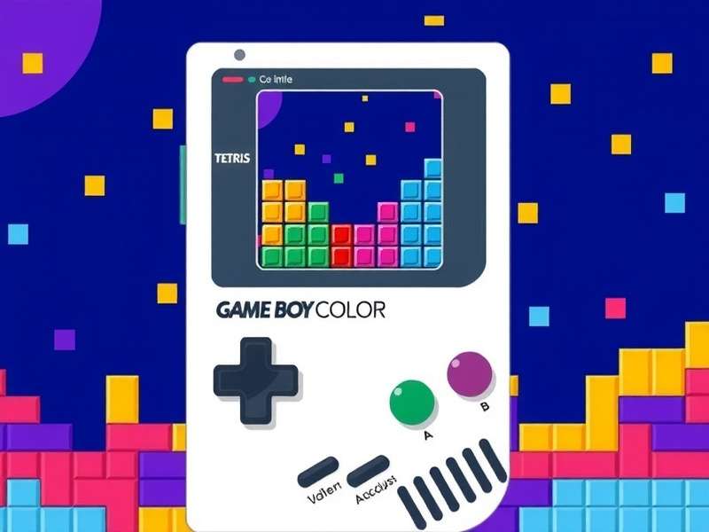 Tetris Game Boy Color gameplay screen showing colorful blocks