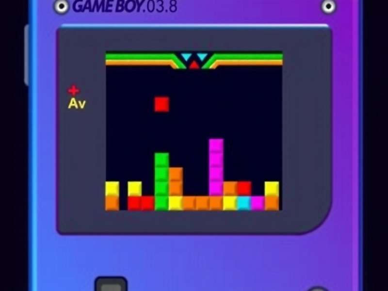 Original Nintendo Gameboy running Tetris with iconic blocks