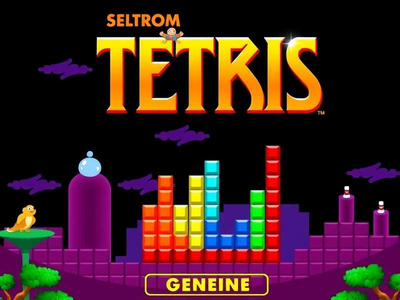 Vintage Game Genie device connected to NES with Tetris cartridge