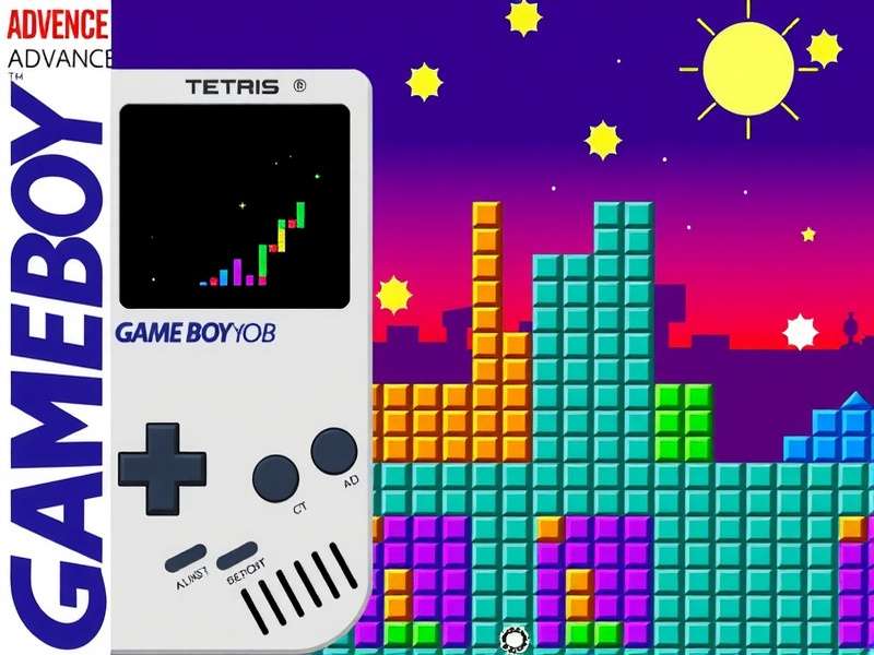 Tetris Game Boy Advance gameplay screen showing colorful tetrominoes