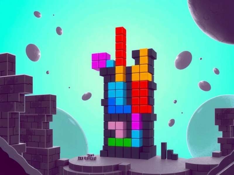 A group of people playing a giant outdoor Tetris game at a festival