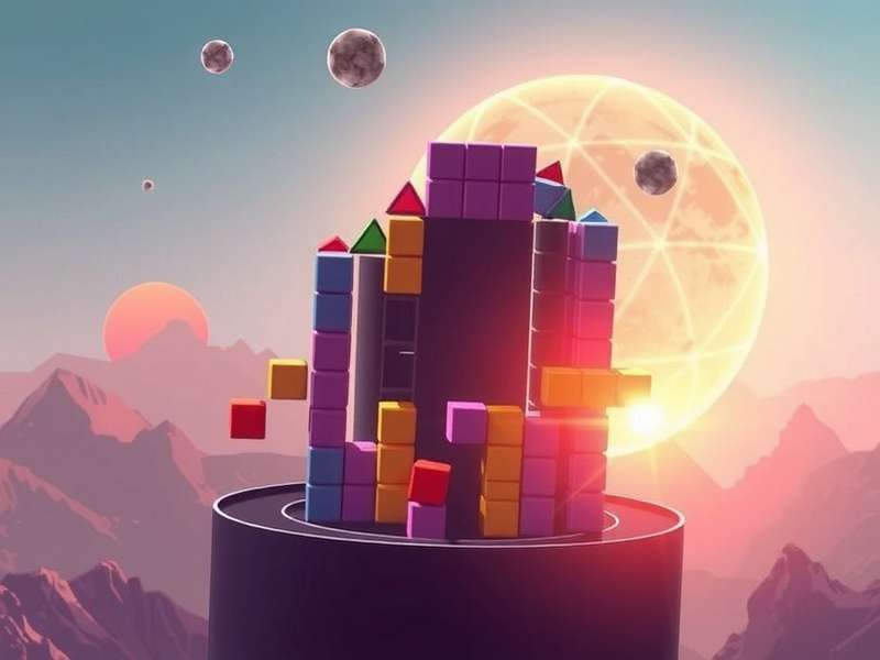 Colorful Tetris blocks arranged in a strategic pattern