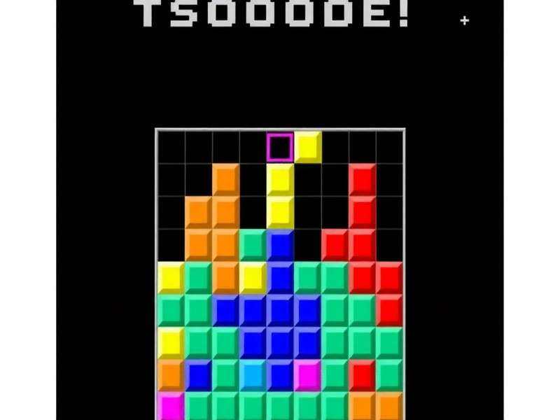Classic Tetris blocks falling on a screen