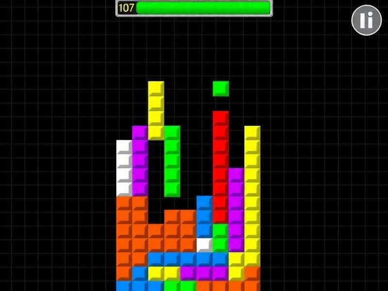 Close-up of classic Tetris blocks on a retro screen with a game controller