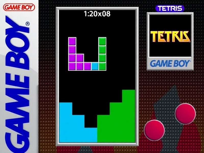 Original Nintendo Game Boy console running Tetris with iconic green screen