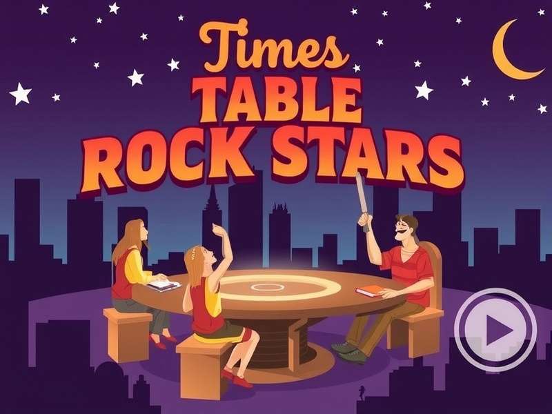 Times Table Rock Stars gameplay interface showing multiplication challenges with falling blocks