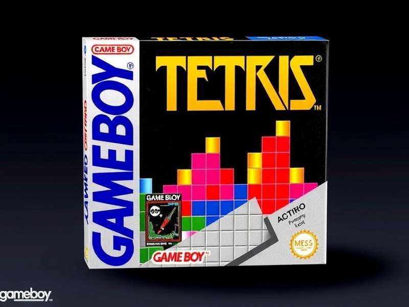 Vintage Game Boy with Tetris Cartridge