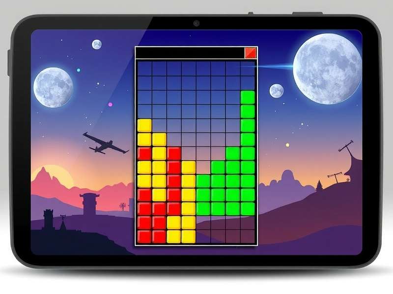 Colorful Tetris blocks arranged in a grid pattern