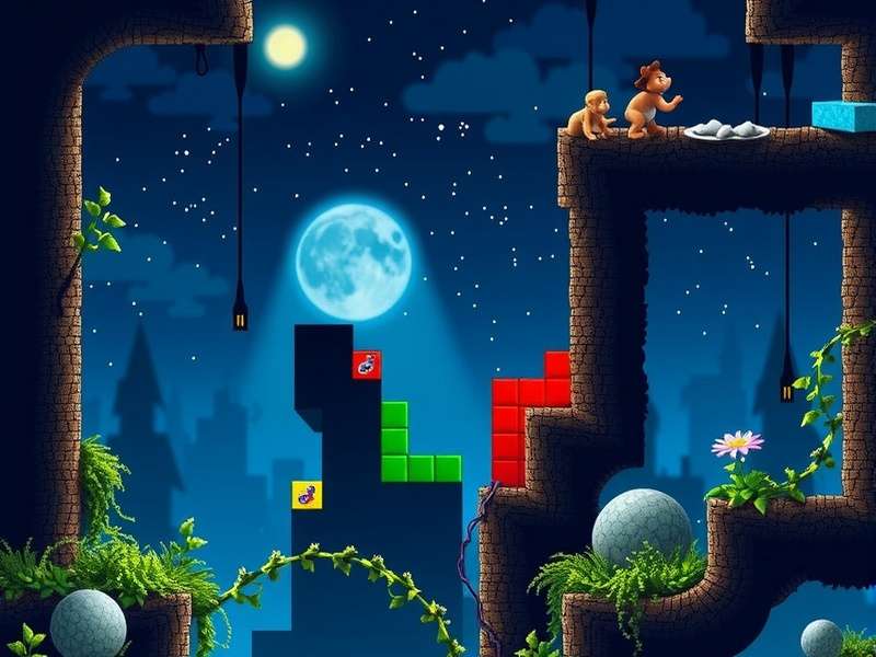 Vibrant screenshot of a modern free Tetris game in action, showcasing cascading blocks and clear UI.