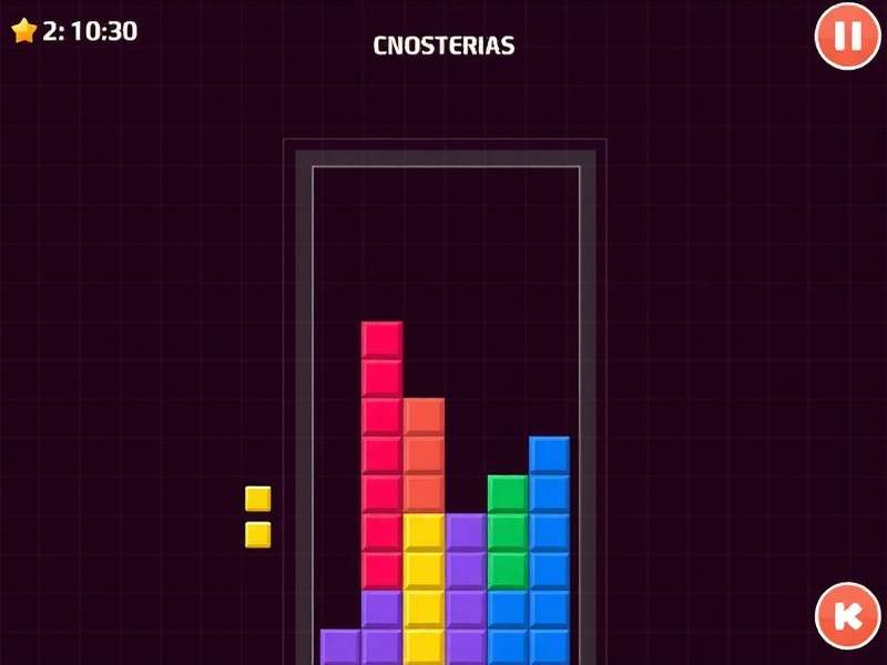 Screenshot of a modern browser-based Tetris game with clean blocks and score display