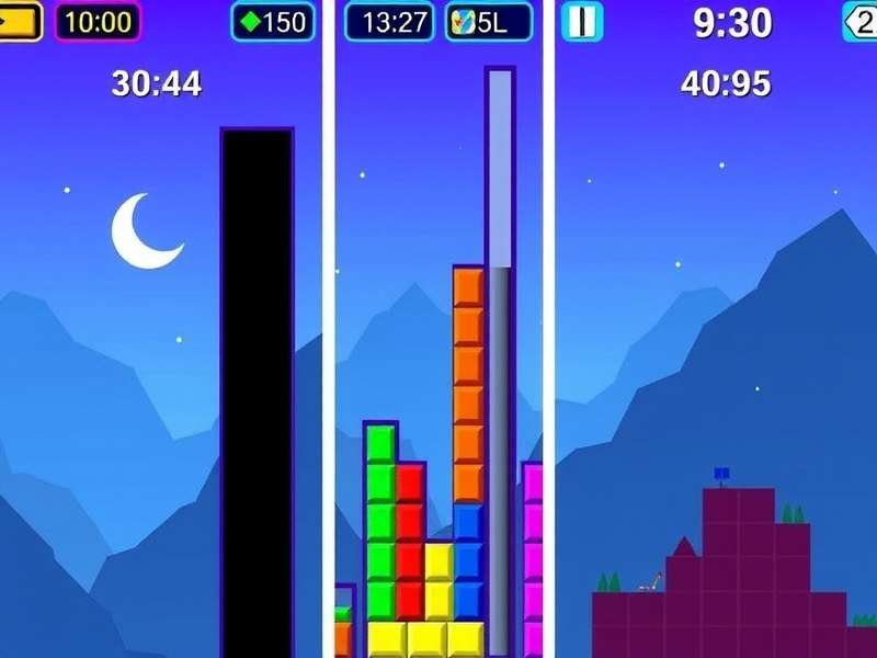 Tetris Free Play interface showing colorful blocks and score