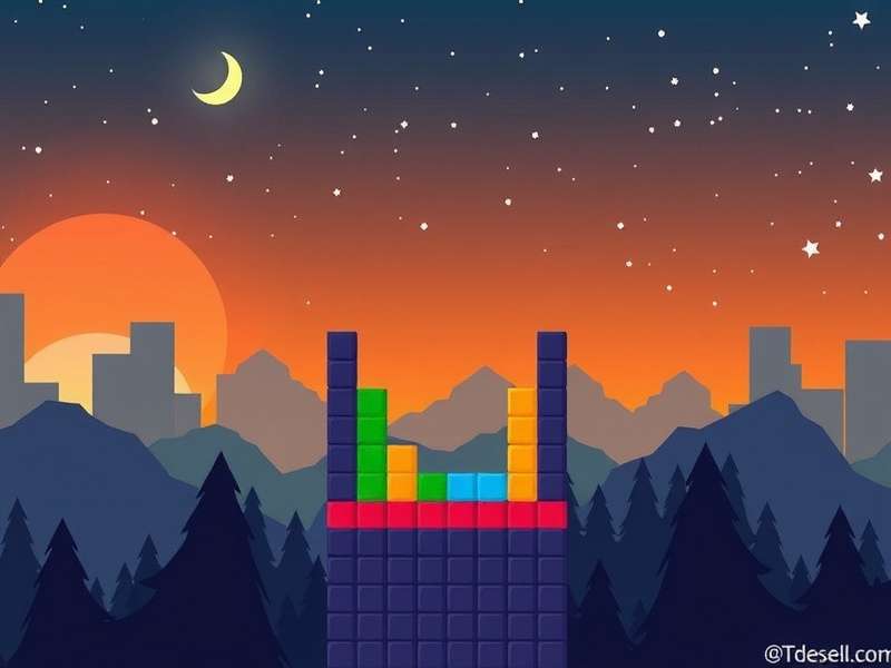 Close-up of hands playing Tetris on a modern keyboard with colorful backlighting