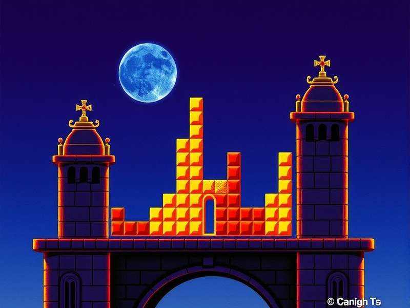 Classic Tetris blocks falling on a retro monitor screen