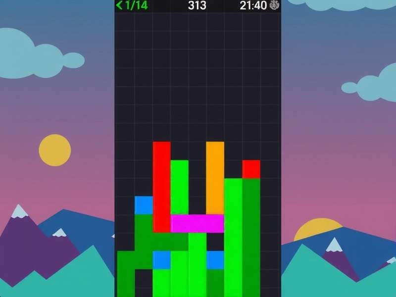 Professional Tetris player achieving Tetris clear with falling blocks