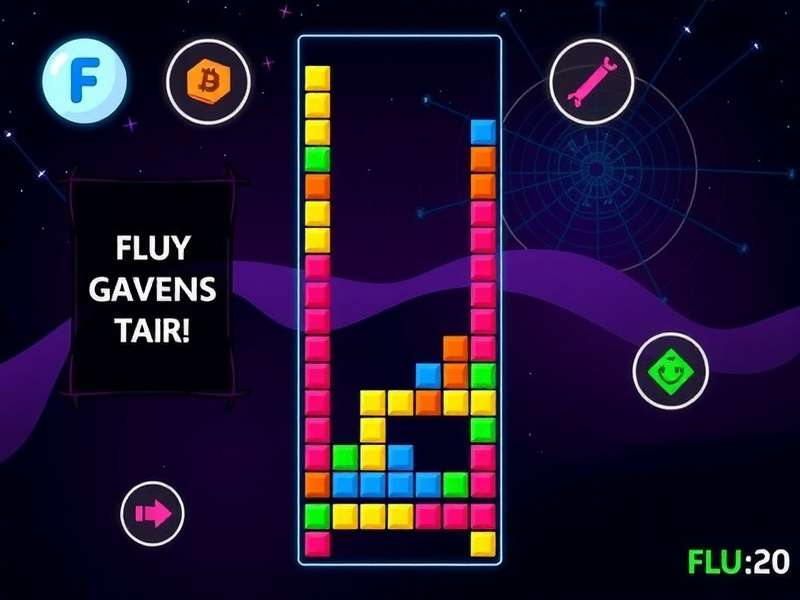 Colorful Tetris blocks falling on a dark background