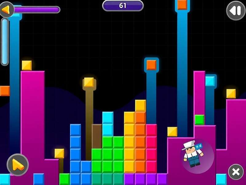 High-speed Tetris gameplay on a modern screen with fast-moving blocks