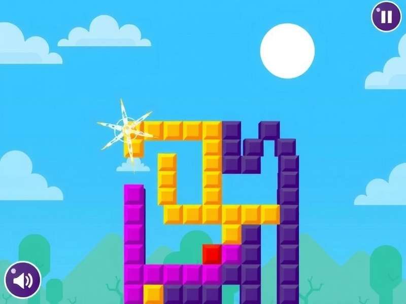 Tetris N Blox gameplay showing colorful blocks arranged in patterns