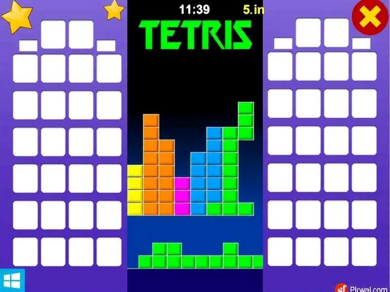 Professional Tetris gameplay on a high-end PC monitor with colorful blocks