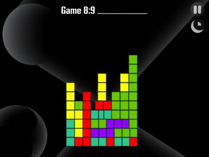 Colorful Tetris blocks falling on a dark background