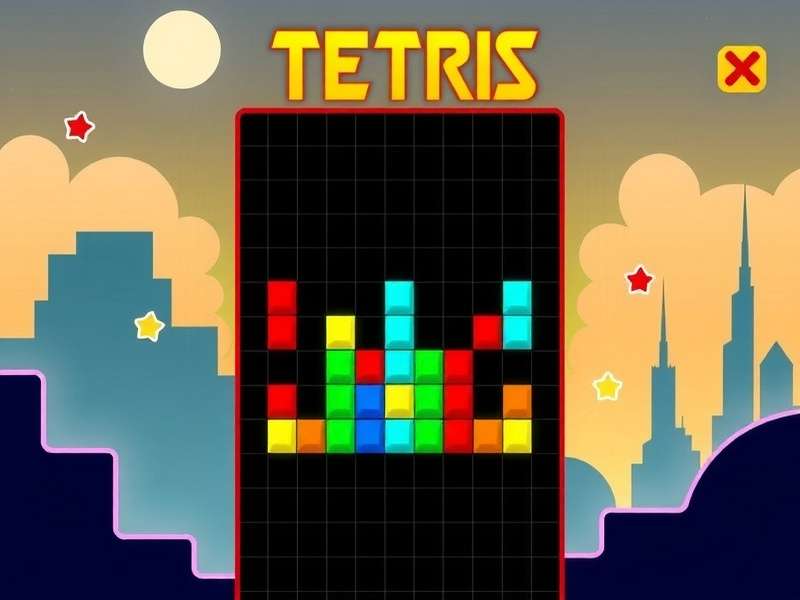 A person playing Tetris on a modern screen, blocks falling