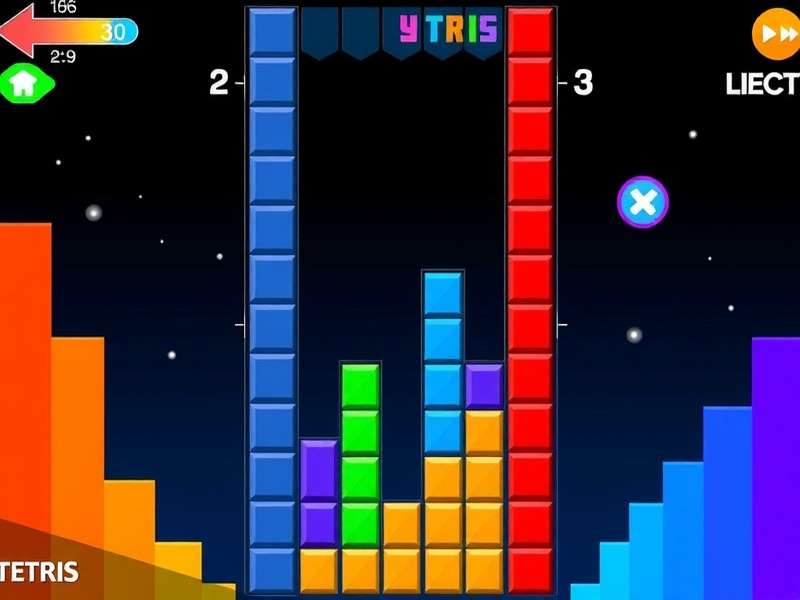 Tetris Multiplayer gameplay showing competitive blocks