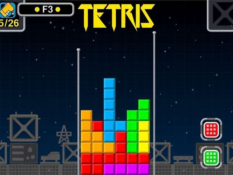 Play Tetris Free Online — classic Tetris game on a modern laptop with vibrant blocks