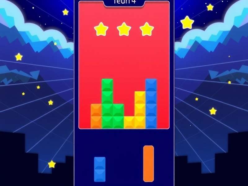 Free Tetris Game Play Online - Interactive gameplay screenshot showing classic Tetris blocks stacking