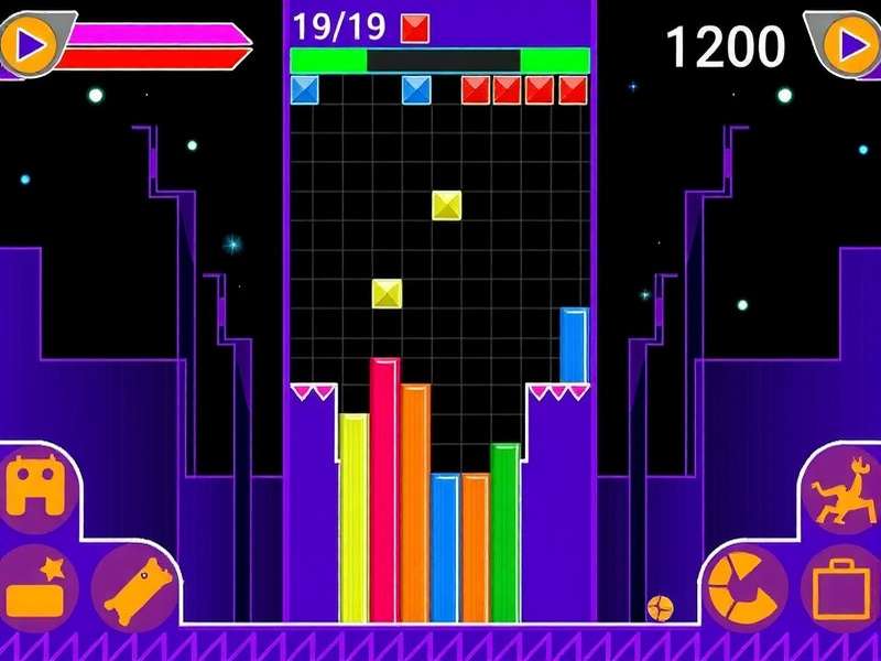 Rom Tetris Gameplay Download - Hero Image featuring classic Tetris blocks and retro gaming setup