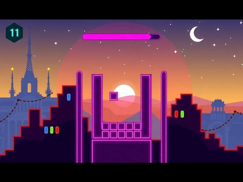 Tetris On Line – vibrant Tetrimino blocks falling on a glowing grid