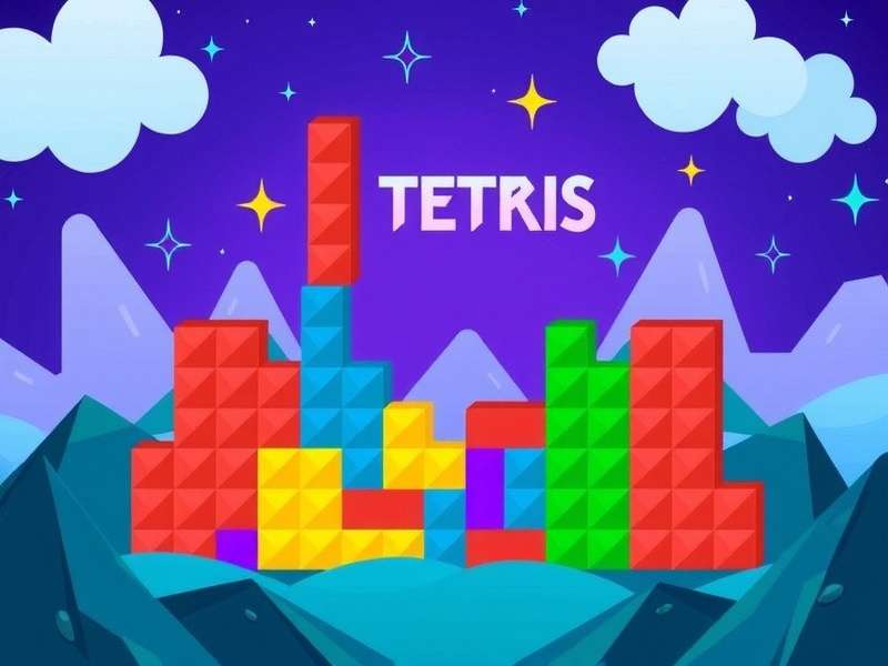 Tetris Gratis banner showing colorful Tetrimino blocks and play area