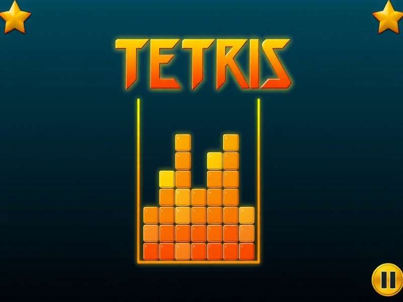 Free Tetris gameplay on a modern laptop with colorful blocks falling