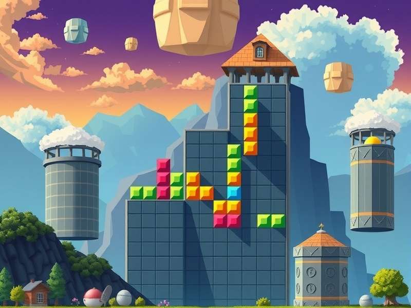 Tetris Oyna - Classic Tetris blocks falling on a glowing board