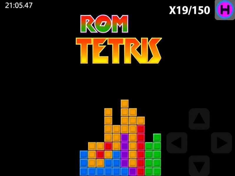 Rom Tetris Gameplay Arcade — classic arcade cabinet with vibrant neon lights